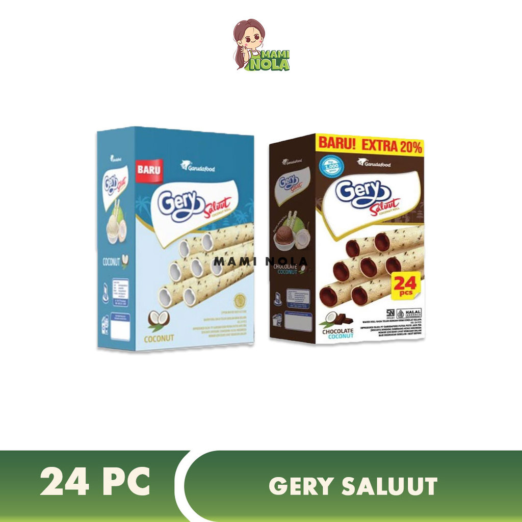 Wafer Coconut Roll Gery Salut Cream Kelapa 7gr x 24 pc