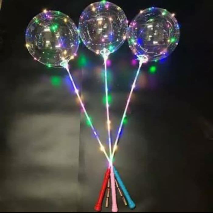 Balon Lampu LED Stik PVC Baterai Transparan