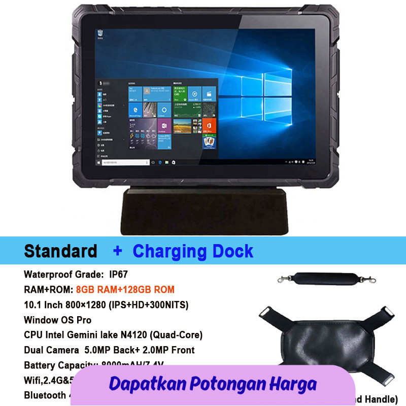 SSN Rugged Windows Tablet 10 Inch Intel N4120 CPU Industrial Computer with 8G RAM 128G ROM IP67 Wate