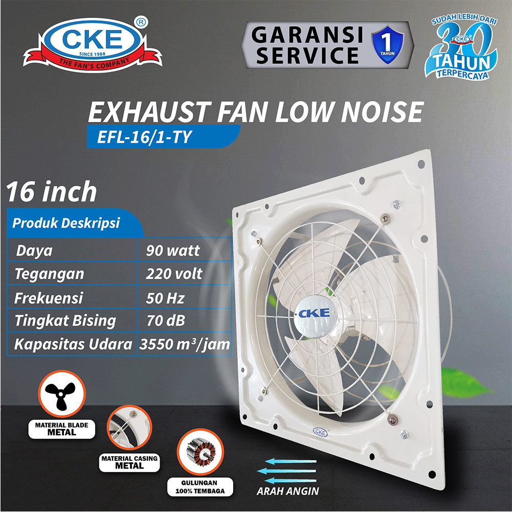 CKE Exhaust Fan Dinding Low Noise 16" Inch Kipas Hexos Industrial Fan