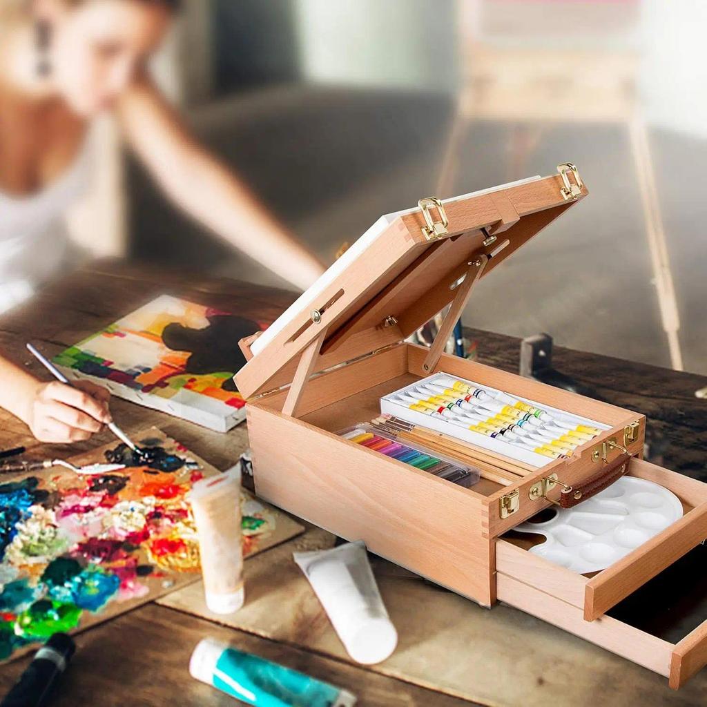 Retro Nostalgic Writers Wood Box Bags Women's Wood Messenger Bags Outdoor Sketch Bags Tool Storage w