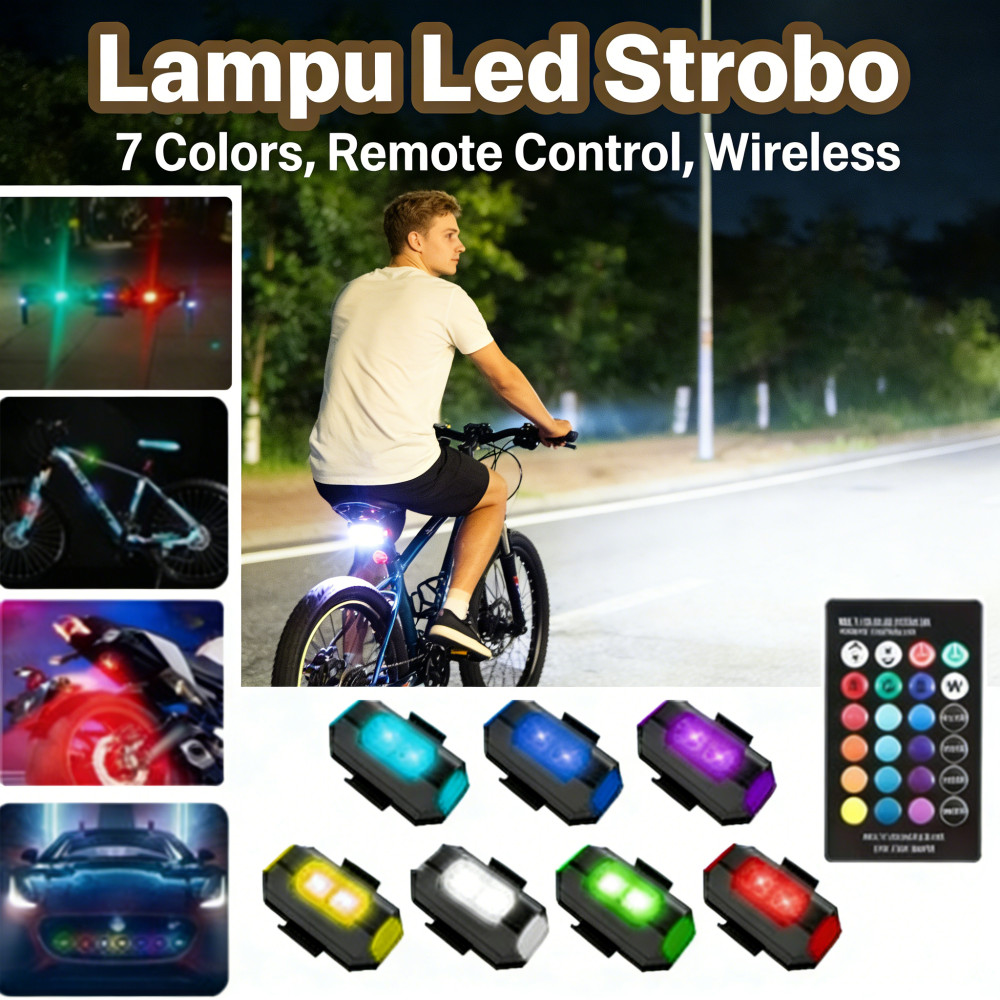 Lampu LED 7 warna strobo lampu kolong motor motor pesawat lampu pengaman lampu kedip lampu kabel Str