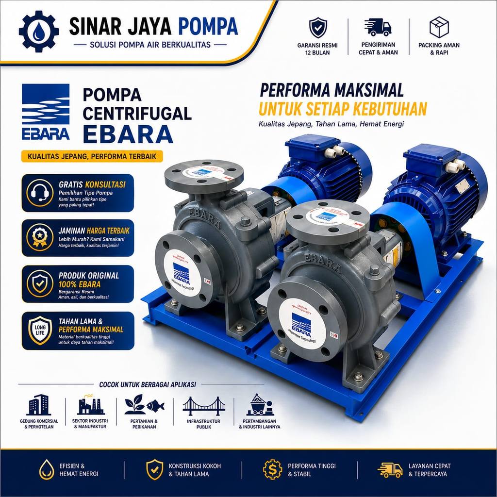 Pompa Sentrifugal EBARA 100x80 FSH 4KW 5,5HP 380V Centrifugal Pump