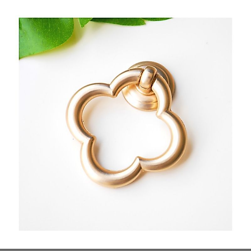 Tarikan Pintu Lemari Gold Clover Knob Handle Knob Tarikan Laci Tarikan Laci Kuningan Antik Siap