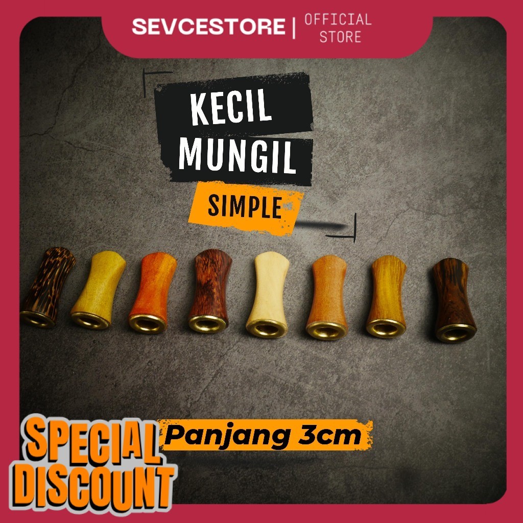 once cangklong pipa kayu mini sri gading panjang 3cm multi lubang - hanya cocok untuk kretek & filte