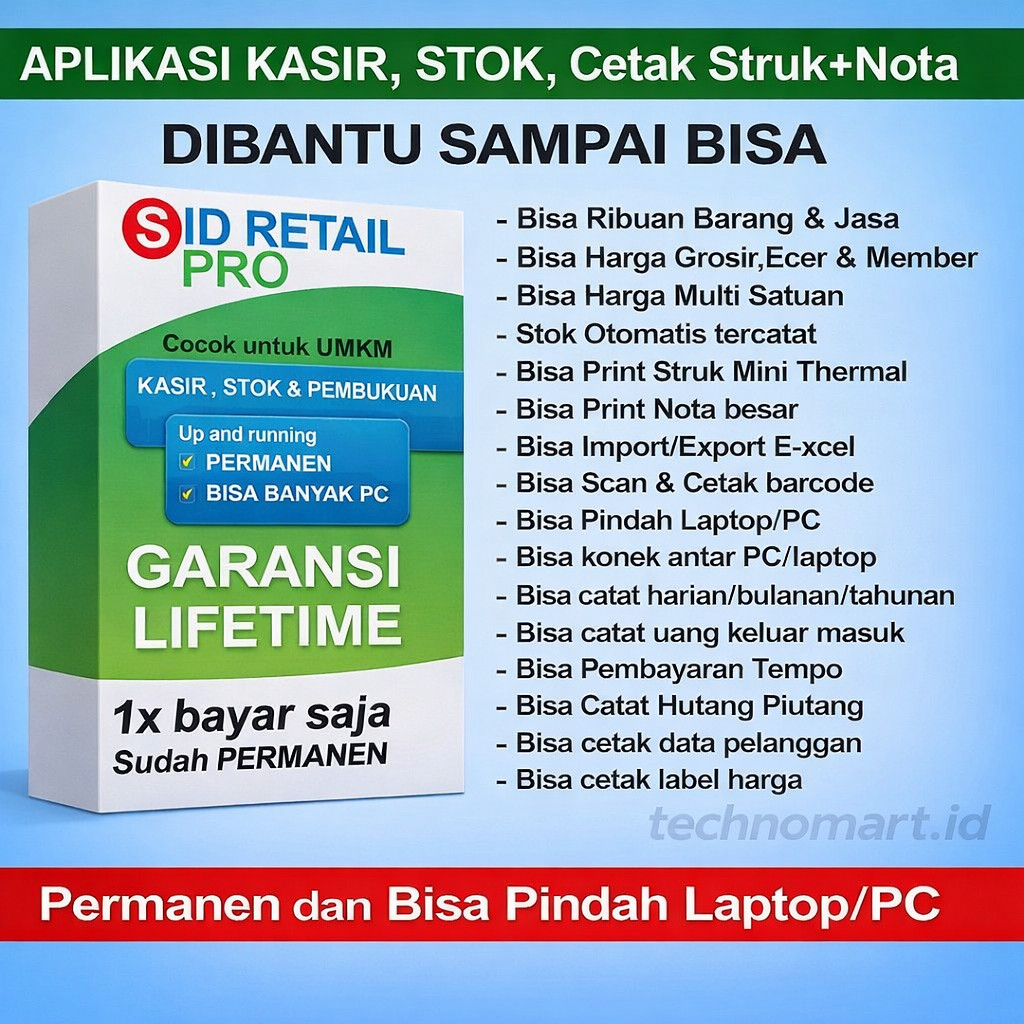 Aplikasi Kasir SID Retail Pro Untuk Toko Minimarket ORIGINAL POS Full Verison Lifetime Komputer Klon