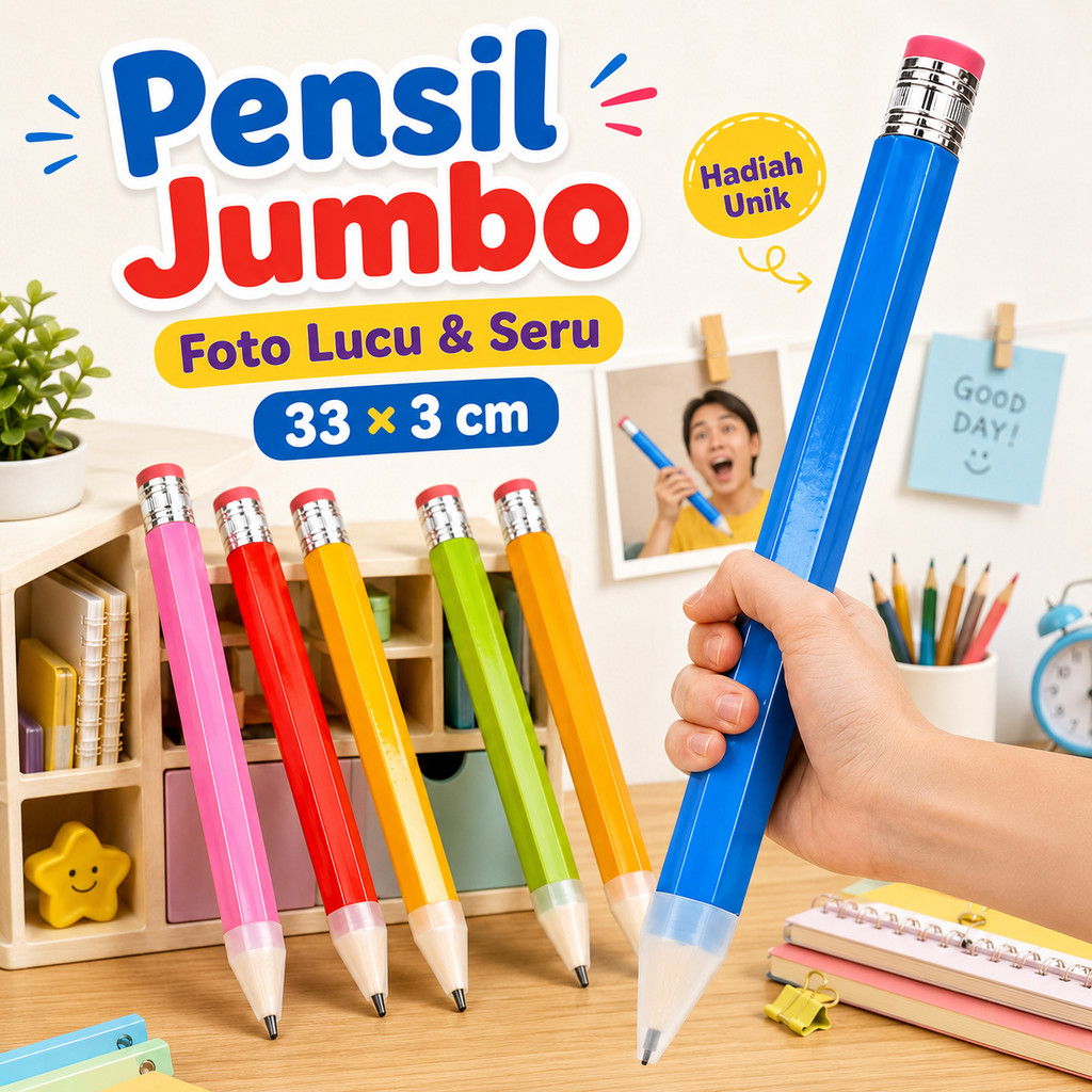 Pensil Raksasa 34cm Prop Foto Lucu, pulpen lucu dan unik pulpen lucu barang unik lucu murah