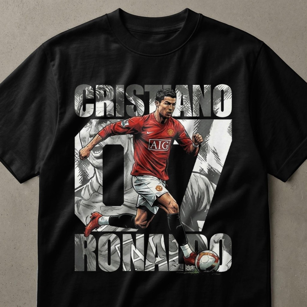 Cristiano Ronaldo Iconic Number 7 Fan T-Shirt, Dynamic Soccer Legend Graphic Tee for Football Enthus