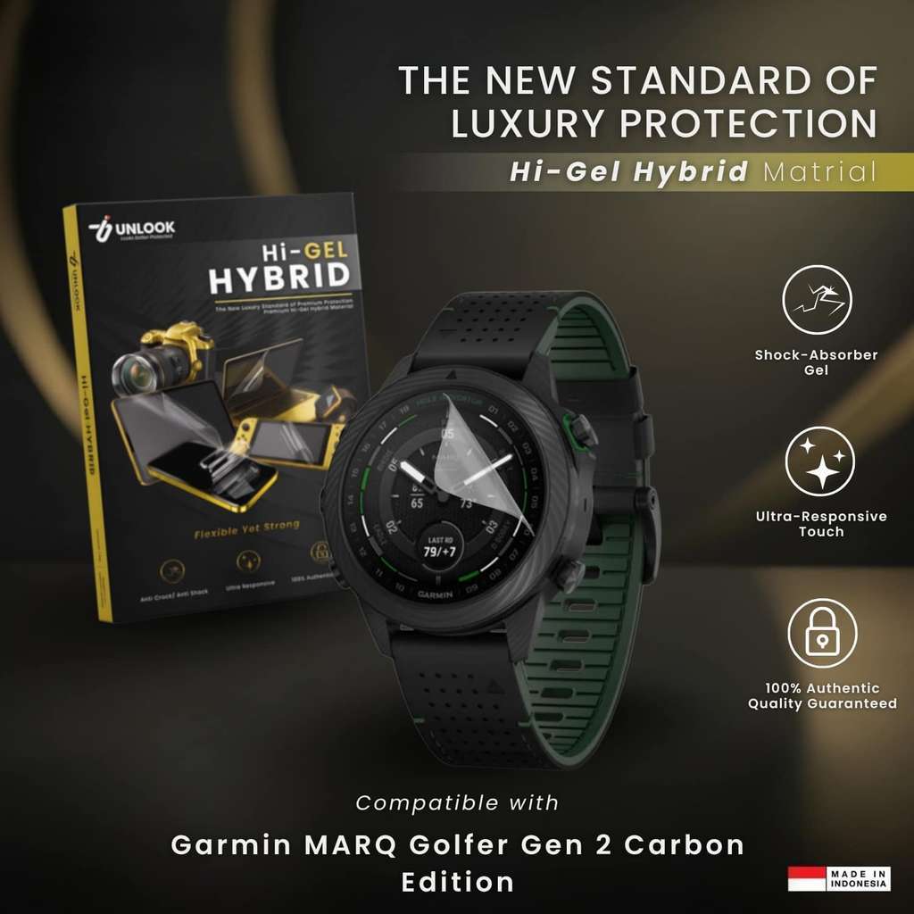 UNLOOK Hi-GEL HYBRID Hydrogel+ Screen Guard for Garmin MARQ Golfer Gen 2 Carbon Edition - Anti Minya