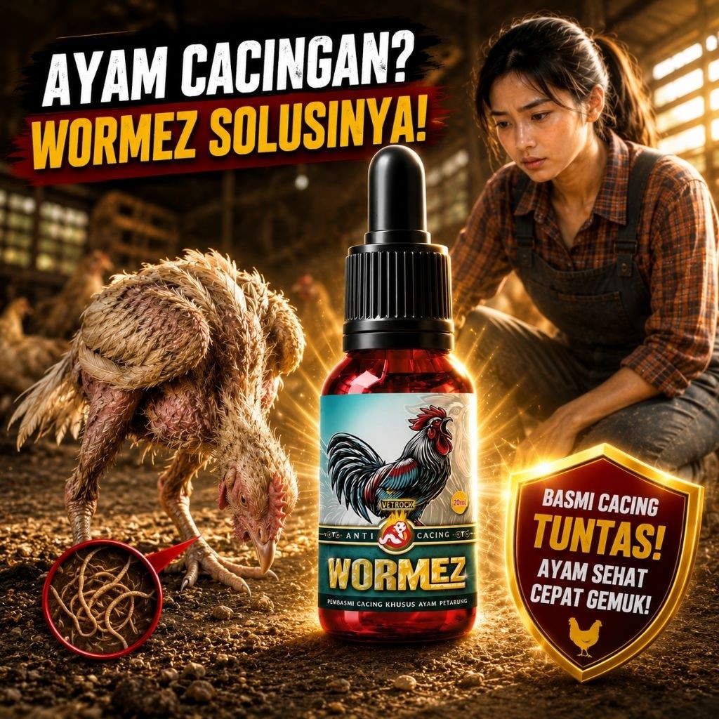 WORMEZ Obat Cacing Ayam – Atasi Ayam Cacingan, Nafsu Makan Turun & Pertumbuhan Lambat | Obat Cacing 