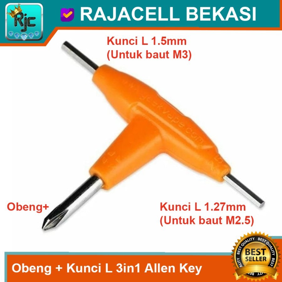 RJC Obeng + Kunci L 1.5mm 1.2mm M3 M2.5 3in1 Tool Allen Key Obeng Segitiga