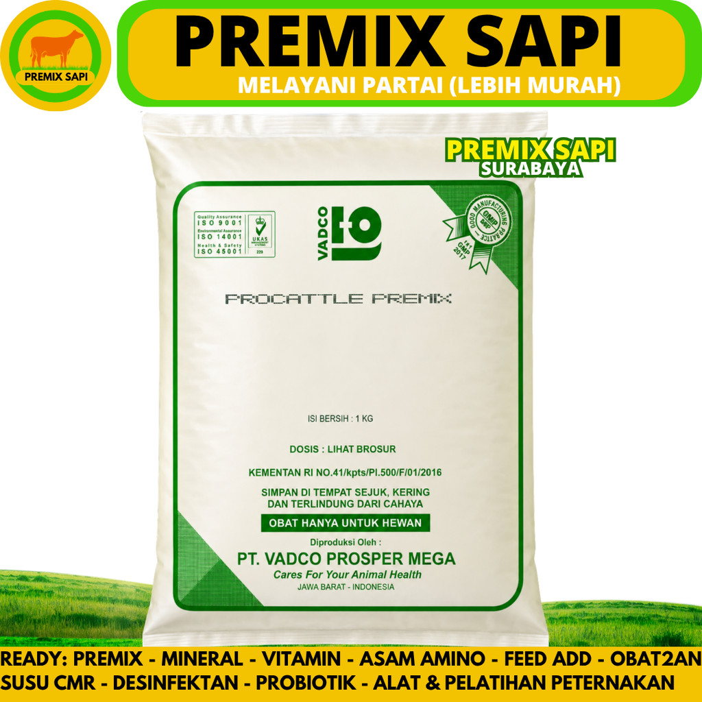 PROCATTLE PREMIX 1 KG VADCO - PRO CATTLE Premix VADCO Vitamin Mineral Sapi Potong Perah Kambing