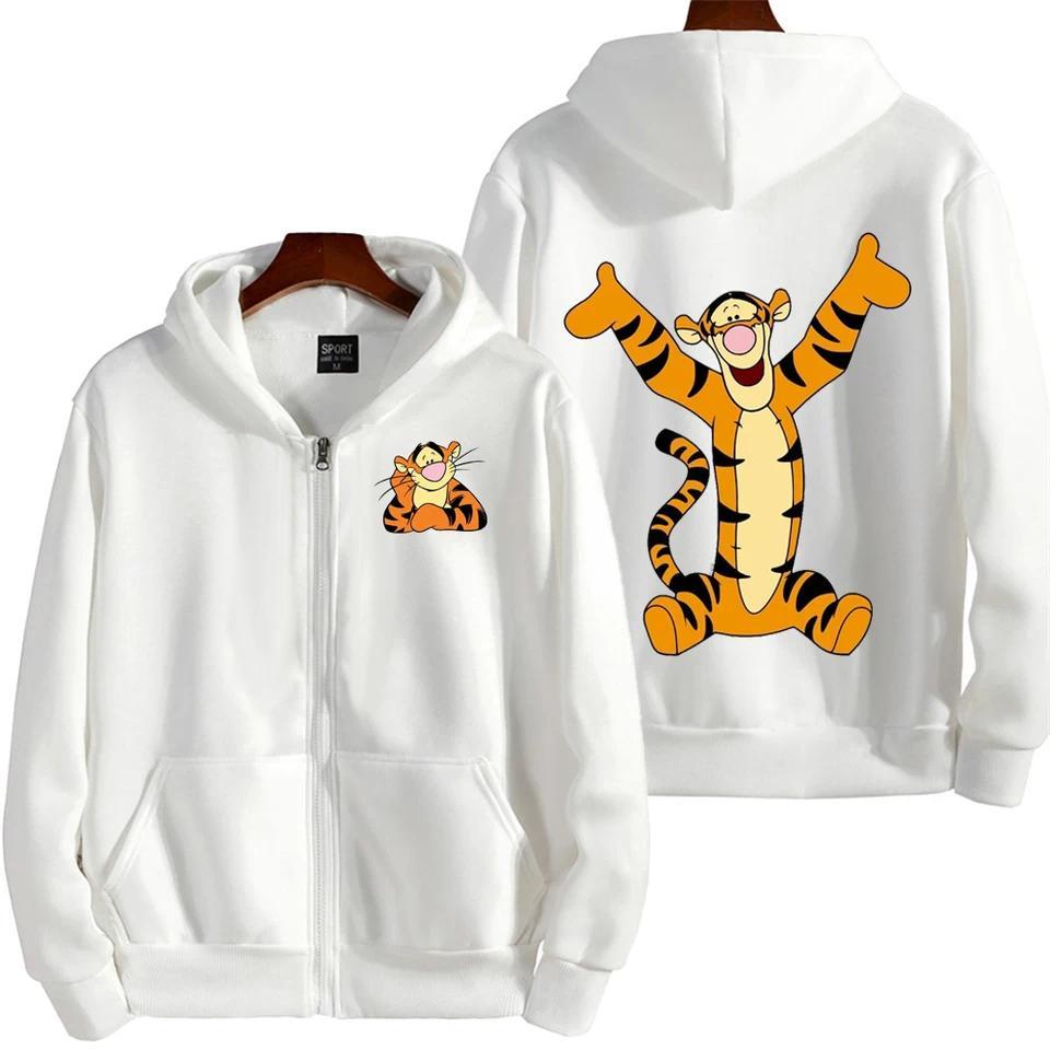 Tigger Cartoon Anime Women Zipper Hoodie Oversized Sweatshirt Jacket