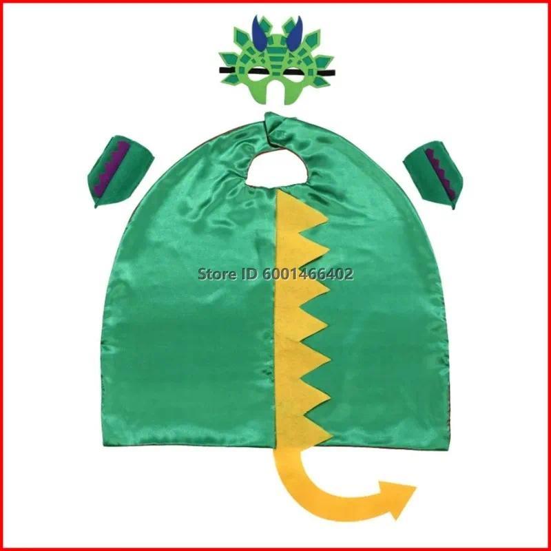 32Y Green nosaur Cape Dress Up (with Tail Mask) Animal Cartoon Cape Halloween Party Wrist Props Gift