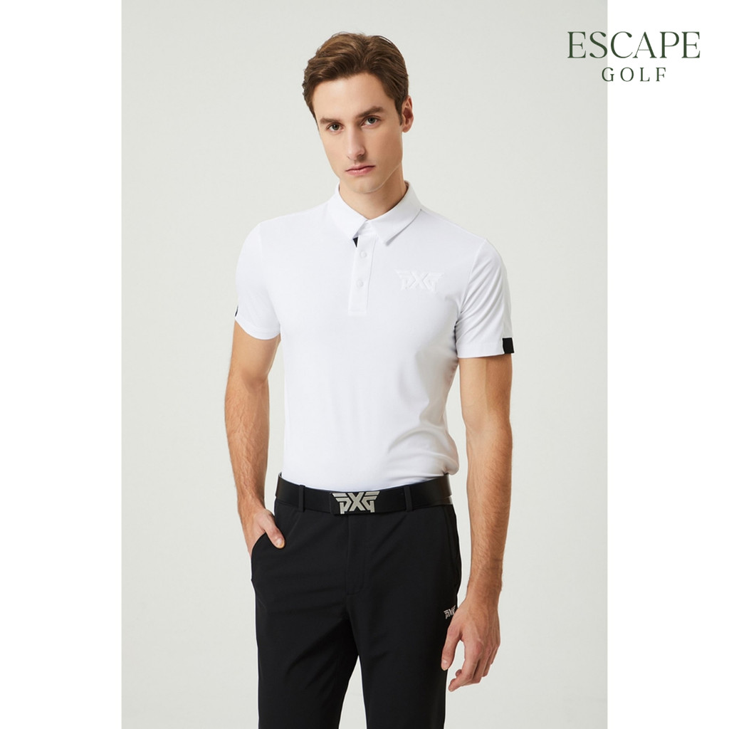 Kaos Polo Golf Pria Putih | PXG Summer Essential Collar SS Polo