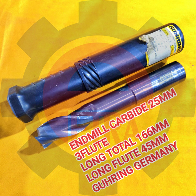 ENDMILL CARBIDE 25MM FLAT 3 FLUTE LONG 166MM GUHRING GERMANY