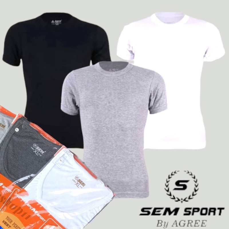 ( 3 Pcs ) Kaos Oblong Pria Sem Sport SM68 O-Neck Bahan Katun - Oblong Pria Sem Sport - Kaos Dalam