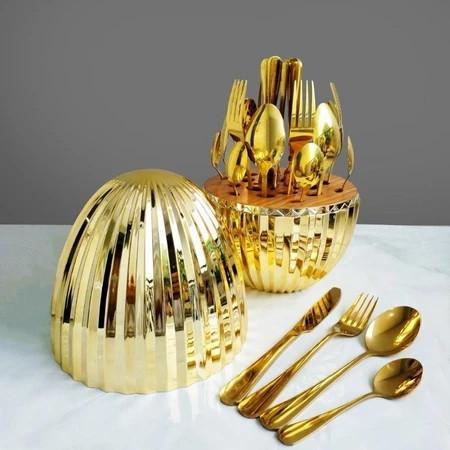 Set Sendok Warna Gold  Sendok Untuk Kado Natal  Sendok Makan Gold Set