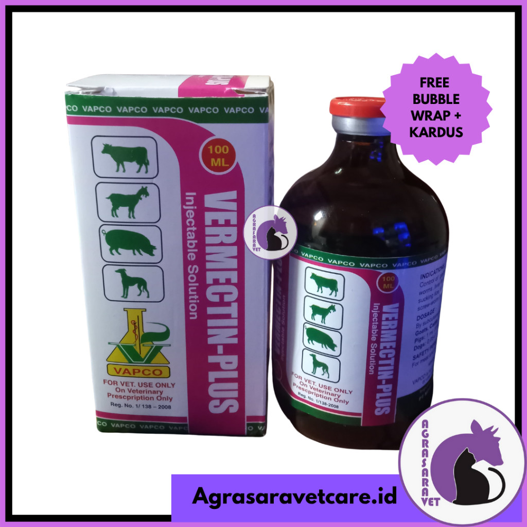 VAPCO VERMECTIN PLUS 100 Ml - Obat Cacing Hewan MIRIP IVOMEC SUPER    BERKUALITAS