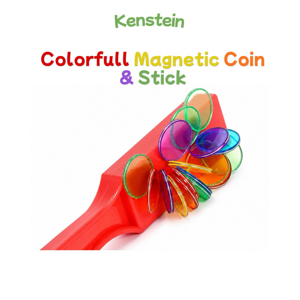 KENSTEIN - 50 Magnetic coin and stick set - tongkat magnet - koin magnet anak - mainan magnet anak -