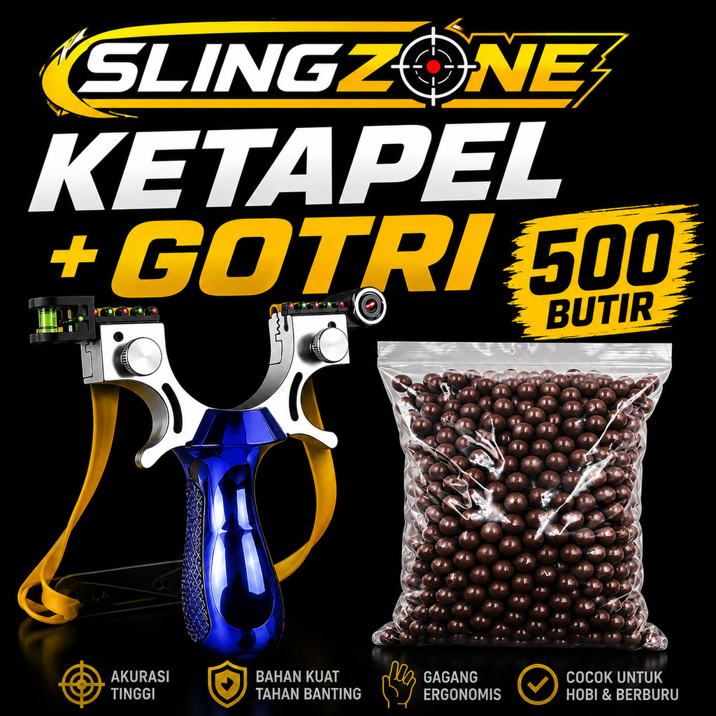 [SLINGZONE] KETAPEL SLINGSHOT + GOTRI 500 BUTIR KETAPEL LASER-COD