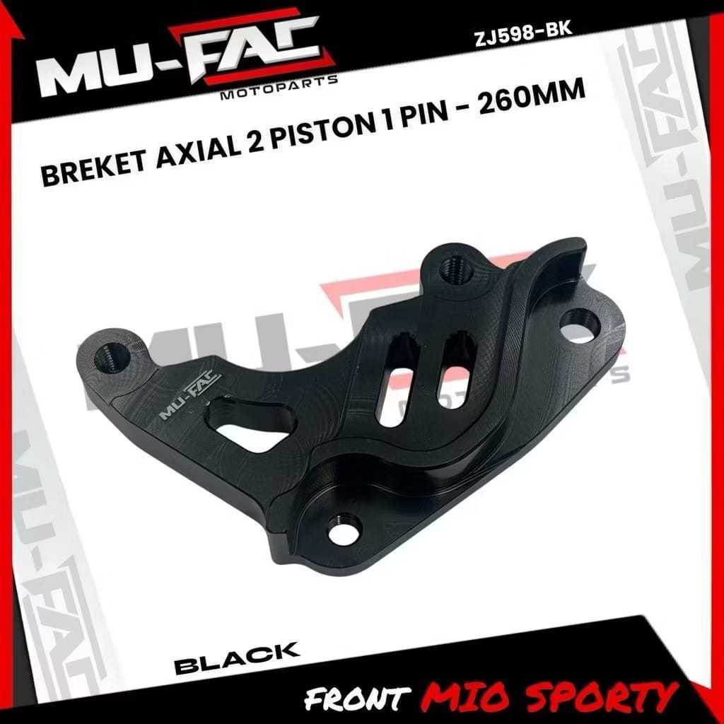BREKET KALIPER 2 PISTON AXIAL UK 220mm 260mm MIO SPORTY MIO 5 TL FULL CNC MUFAC KODE ZJ598 ZJ395
