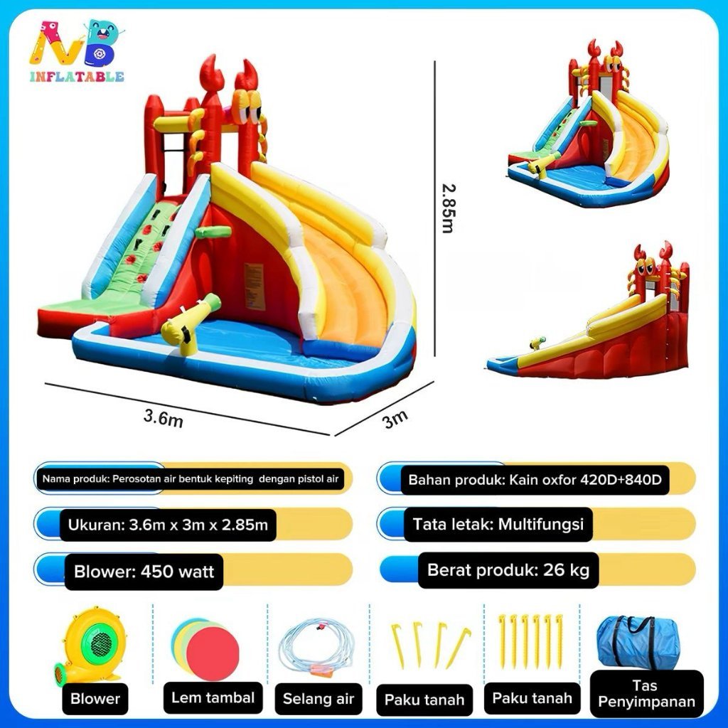 Happy Hop Rumah Istana Balon Inflatable Toys Perosotan Anak Inflatable Bouncer Rumah Balon Crab Kepi