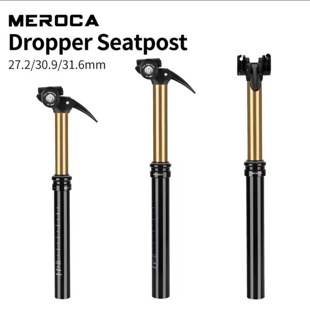 Foto Meroca Dropper Adjustable Seatpost Tuas Lever dengan Gold Kashima Coating Diameter 27.2 30.9 31.6 Travel 105 130 mm Dropper Tuas Lever Sepeda MTB
