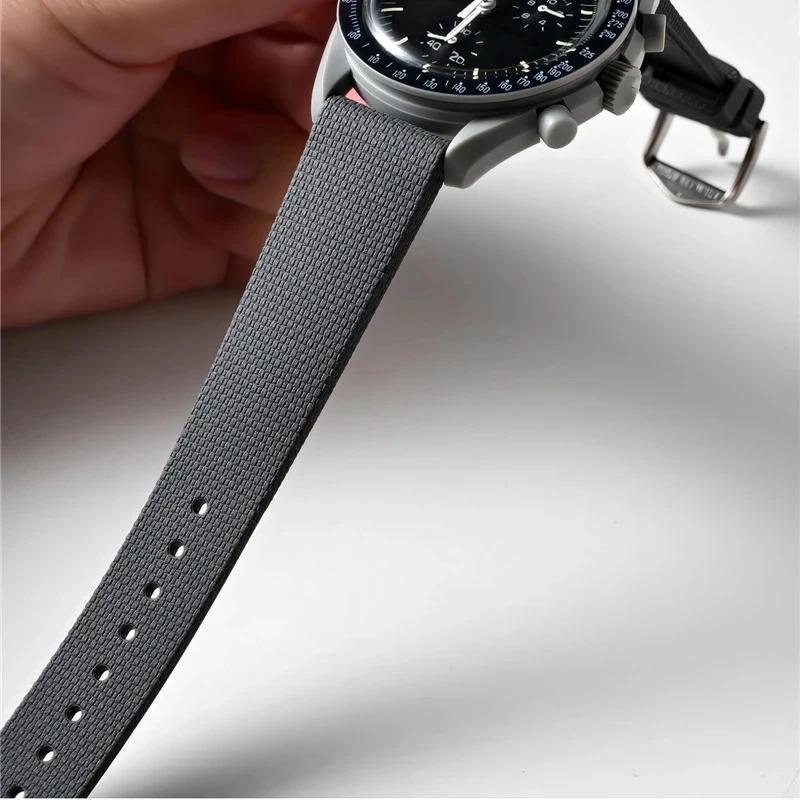 20mm For Omega MoonSwatch Speedmaster FKM Rubber Watch Strap Quick Release Universal Watch Bands