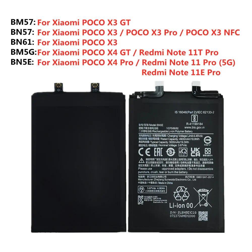 BM57 BN57 BN61 BM5G BN5E Battery For Xiaomi POCO X3 X4 Pro Pocophone X4 X3 GT NFC Redmi Note 11 11T 