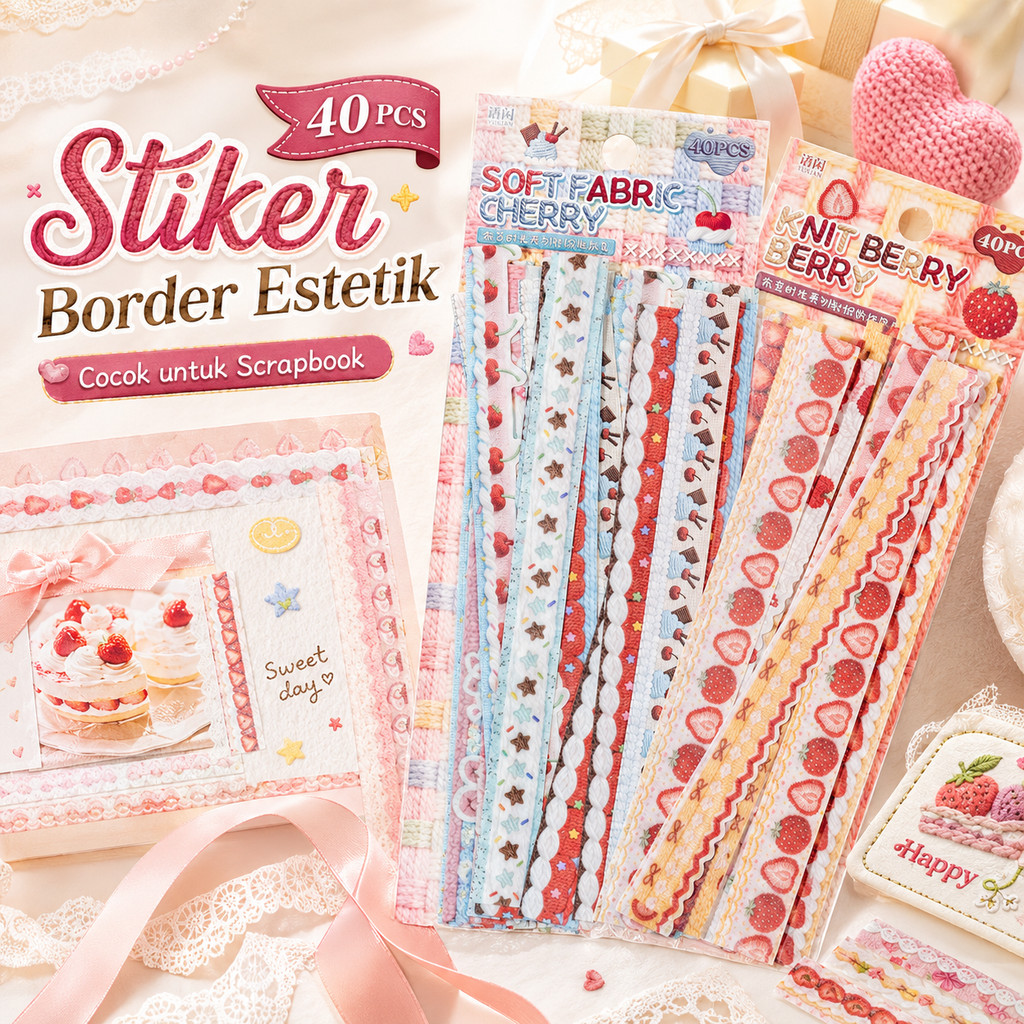 Paket 40 Stiker Tekstil Simpel Estetik Hiasan Jurnal
