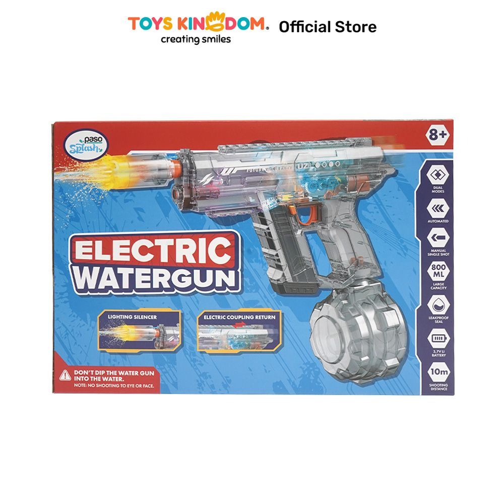 Toys Kingdom Paso Electric Water Gun Ice Horn Uzi - Hitam/Abu-Abu Pistol Air Elektrik Outdoor Mainan