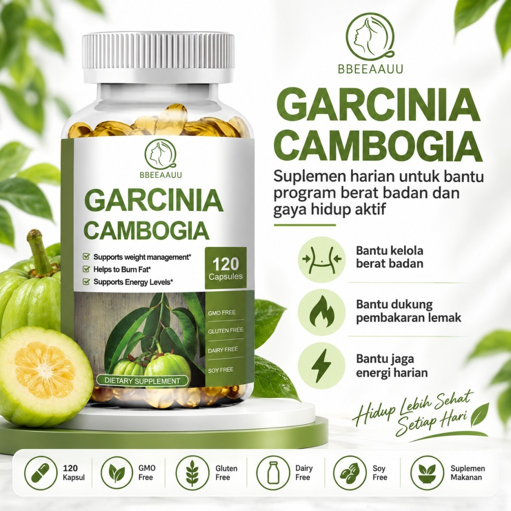 BBEEAAUU Garcinia Cambogia Kapsul Diet Garcinia Cambogia 120 Kapsul Berat Badan dan Metabolisme Mend