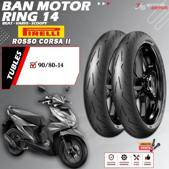 BAN MOTOR RING 14 TUBLES PIRELLI CORSA 2 BAN MOTOR TUBLESS BEAT VARIO SCOOPY RING 14 TUBELESS