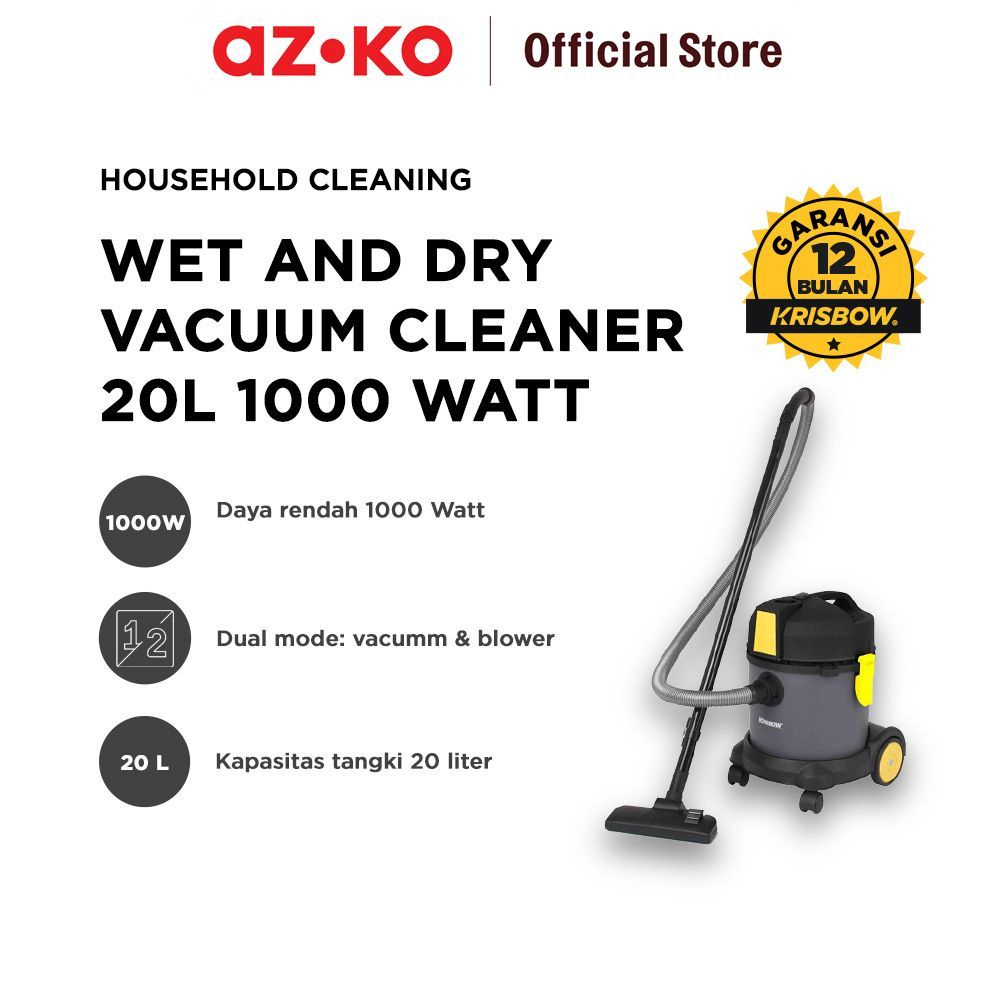 AZKO Krisbow Vacuum Cleaner Wet & Dry 1000 Watt Penyedot Debu Alat Vacum Mesin Vacuum Hisap Debu Ala