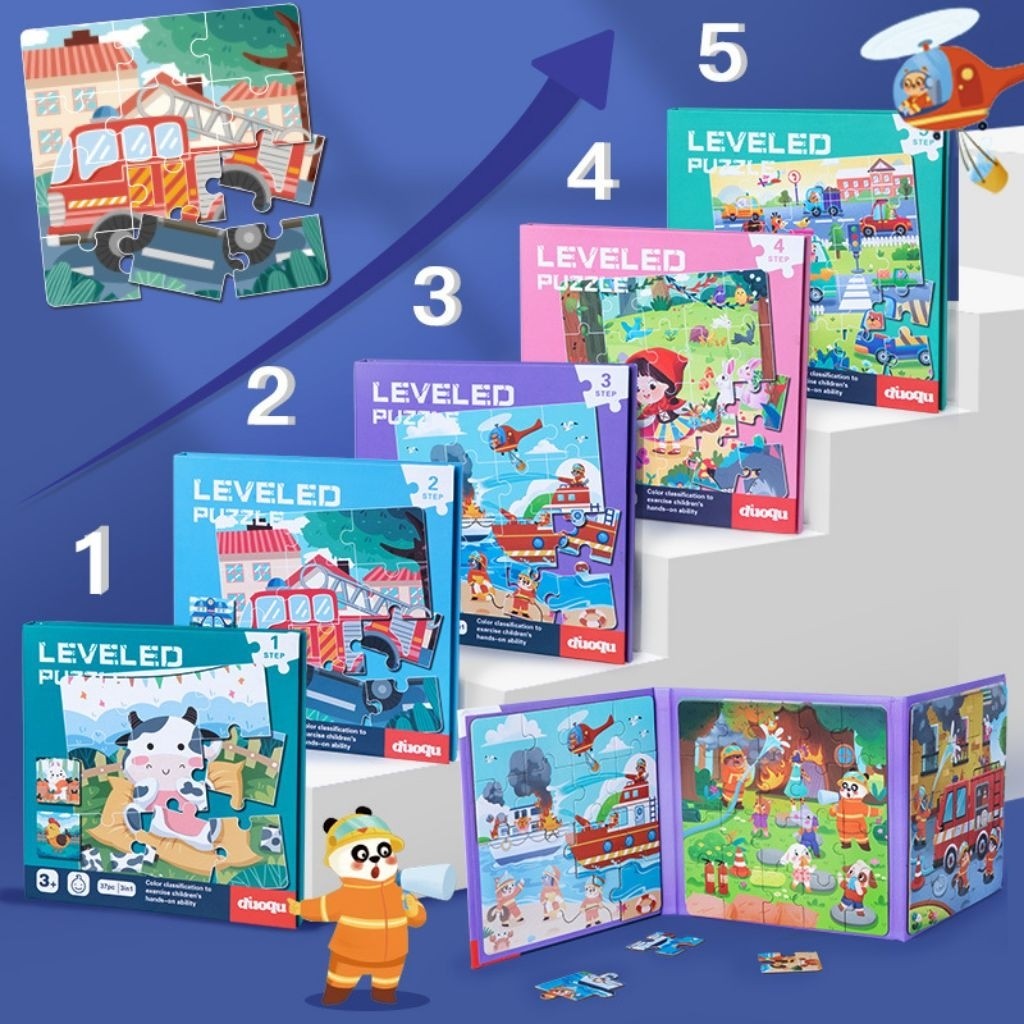 Mainan Puzzle anak Magnetic leveled dino mobil princess