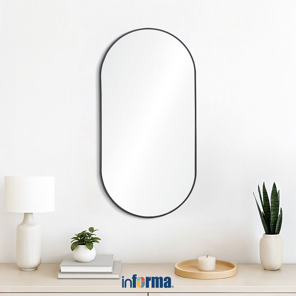 Informa Cermin Dinding Dekorasi Aluminium Oval 50x100 cm - Hitam Cermin Hias Cermin Gantung Wall Mir