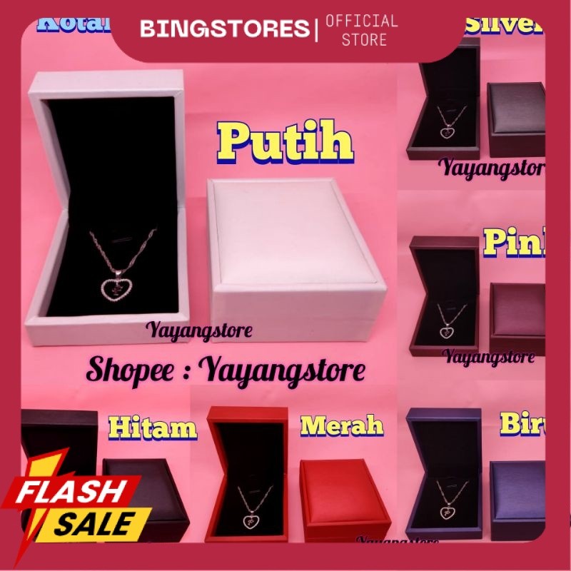 KOTAK PERHIASAN KALUNG / BOX KALUNG / TEMPAT PERHIASAN KALUNG EMAS PERAK BELUDRU MERAH VELVET YST