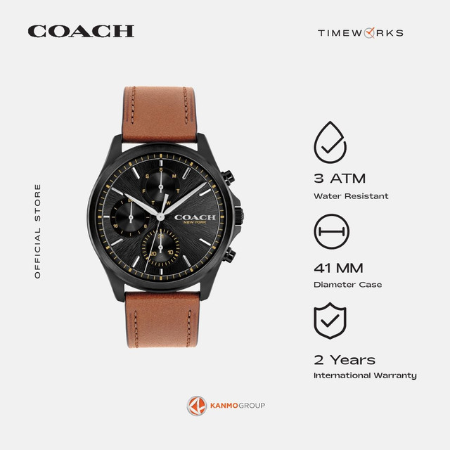 Coach Oliver Multifunction Light Brown Leather Strap - Jam Tangan Pria - 14602782