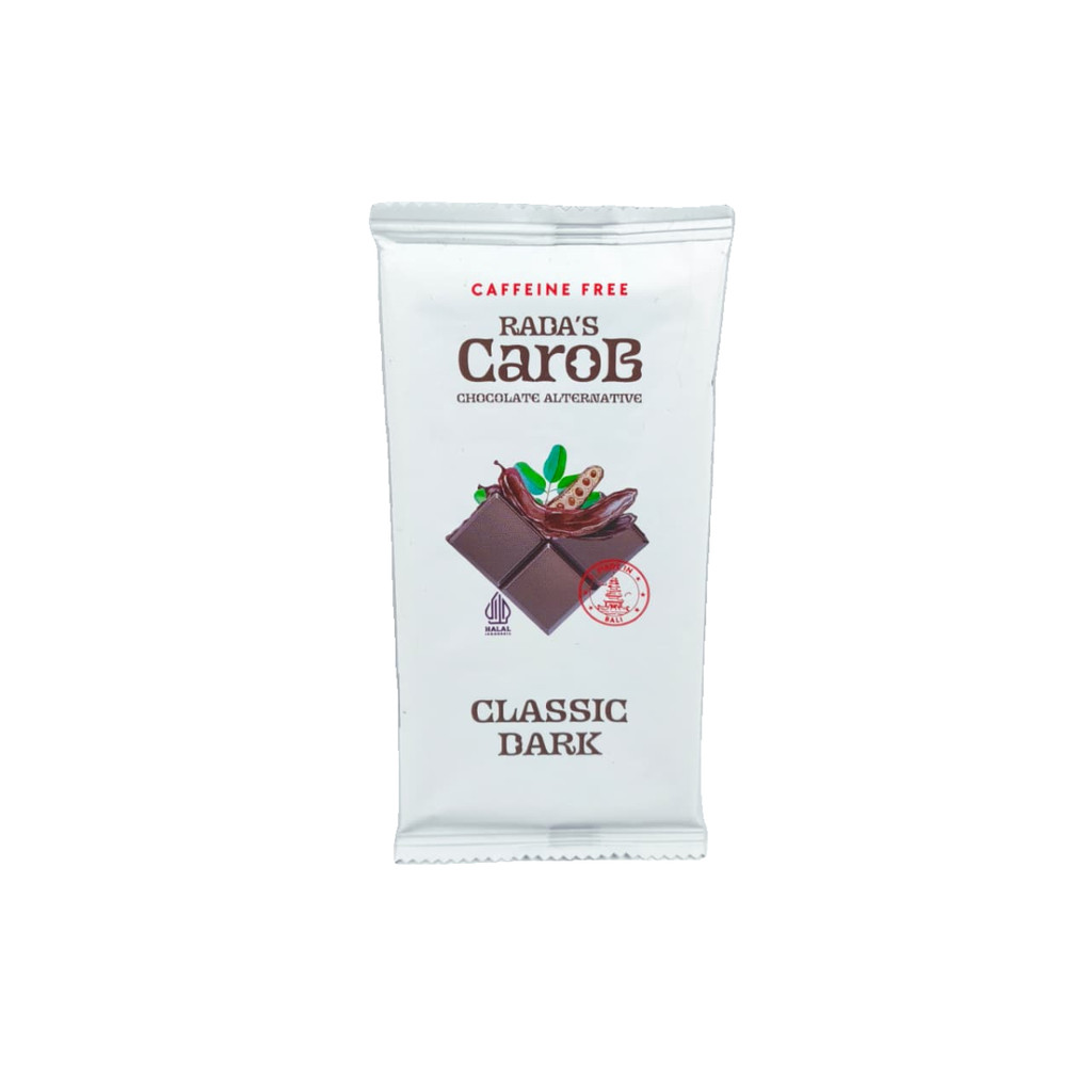 Rada's Carob Chocolate Alternative Classic Dark 50Gr Radas Carob Caffeine Free .
