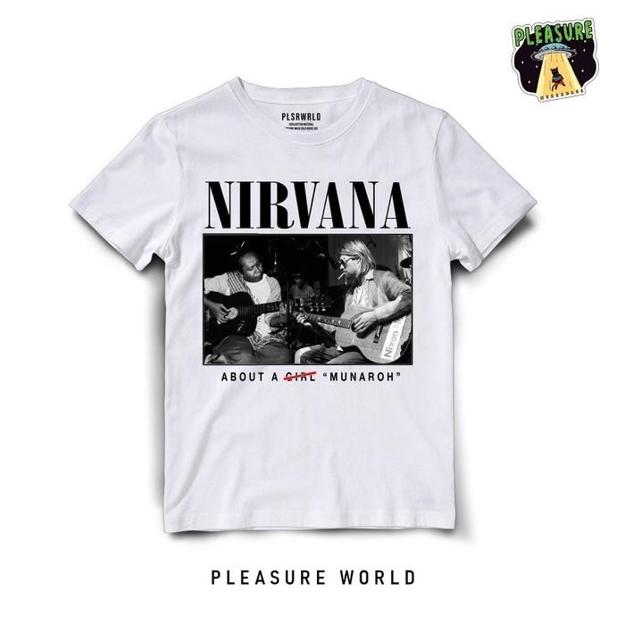 (COD) Kaos Band Nirvana x Mandra | Baju Band Nirvana White| Pleasure World bahan cotton combad24s te