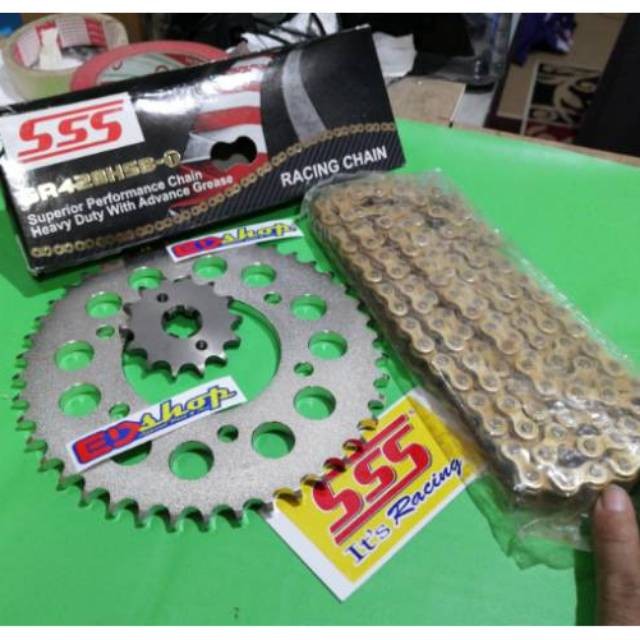 Gear SET 428 SSS Rantai HSBT VIXION NEW NVA NVL MX KING 150 RACING GIR GER 428H GOLD KUAT MURAH ORI