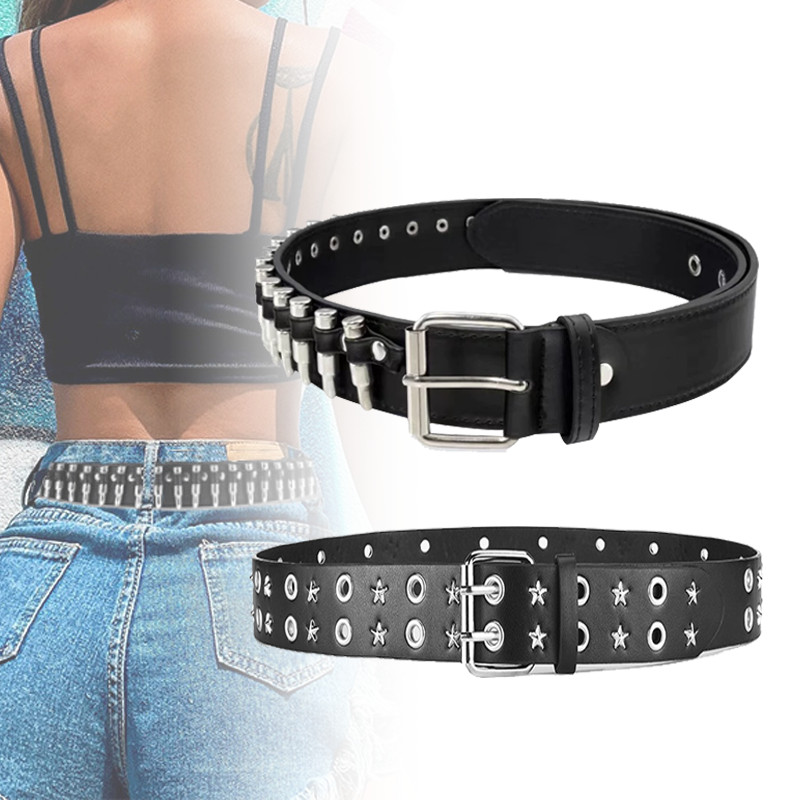Fashion Wanita Kulit Punk Belt /Sabuk Punk /Sabuk Kulit Rock Sabuk Desain Rivet Berongga Peluru Tren