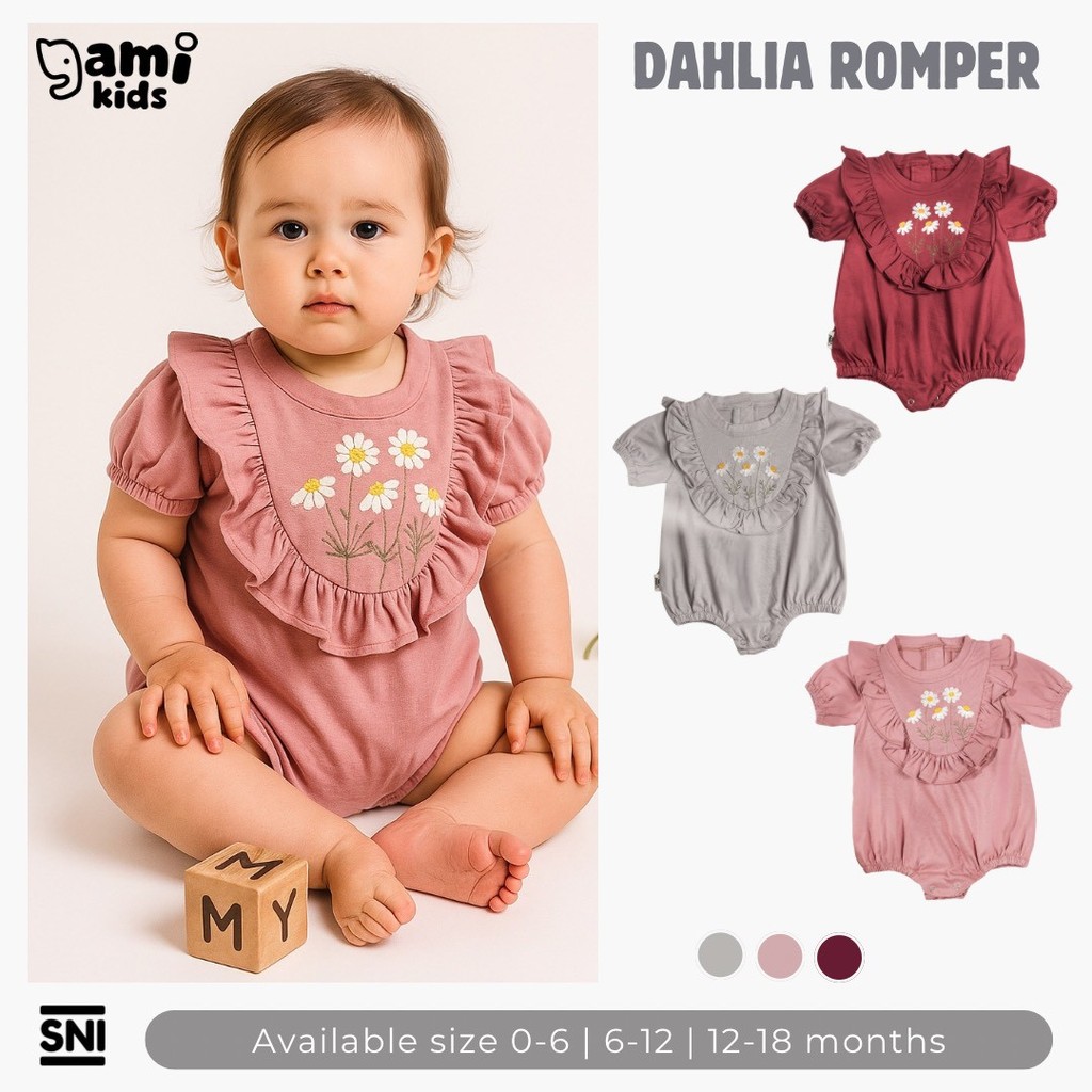 0-18bln JUMPER RUFFLE BASIC BAYI | JUMPSUIT ROMPER BAJU PAKAIAN ANAK BABY catalog TMTM DAHLIA
