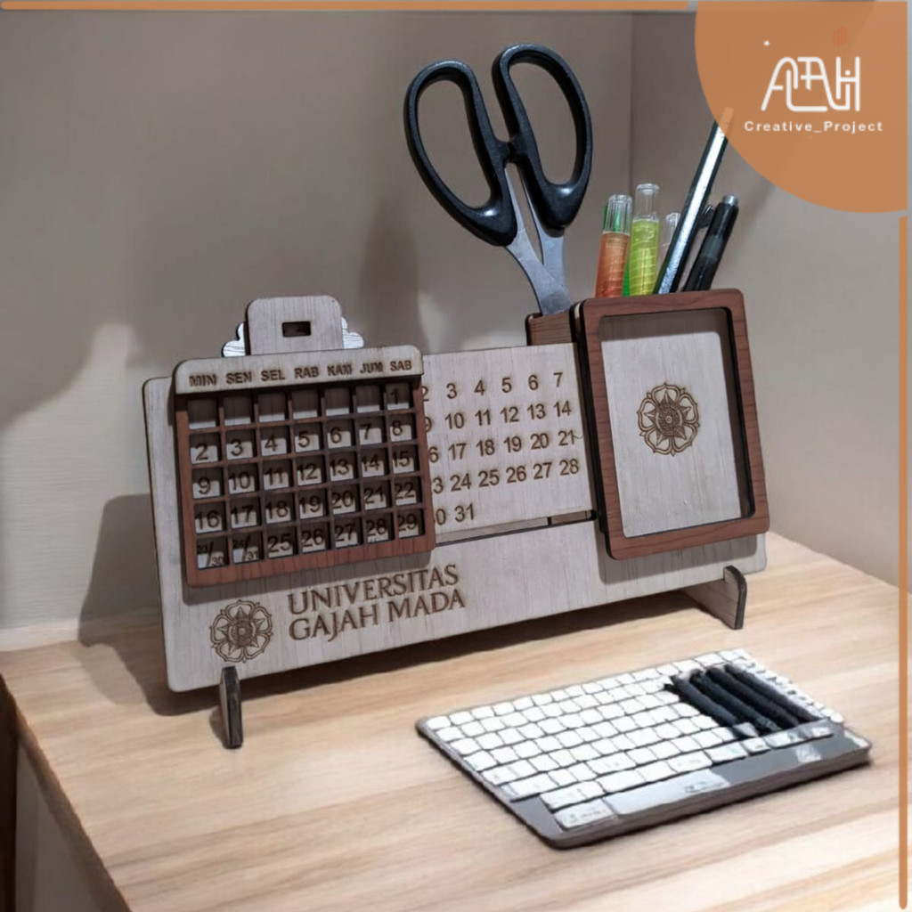 Kalender Abadi•kalender sepanjang masa•tempat pensil•kalender meja kantor•Grafir and cutting•Custom 