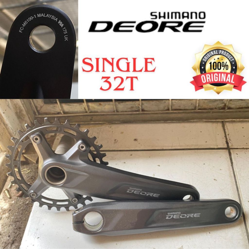 SHIMANO DEORE Crank M5100 M4100 32T 11/10 Speed Single Chainring 175MM Gir Set Crankset Depan Hollow
