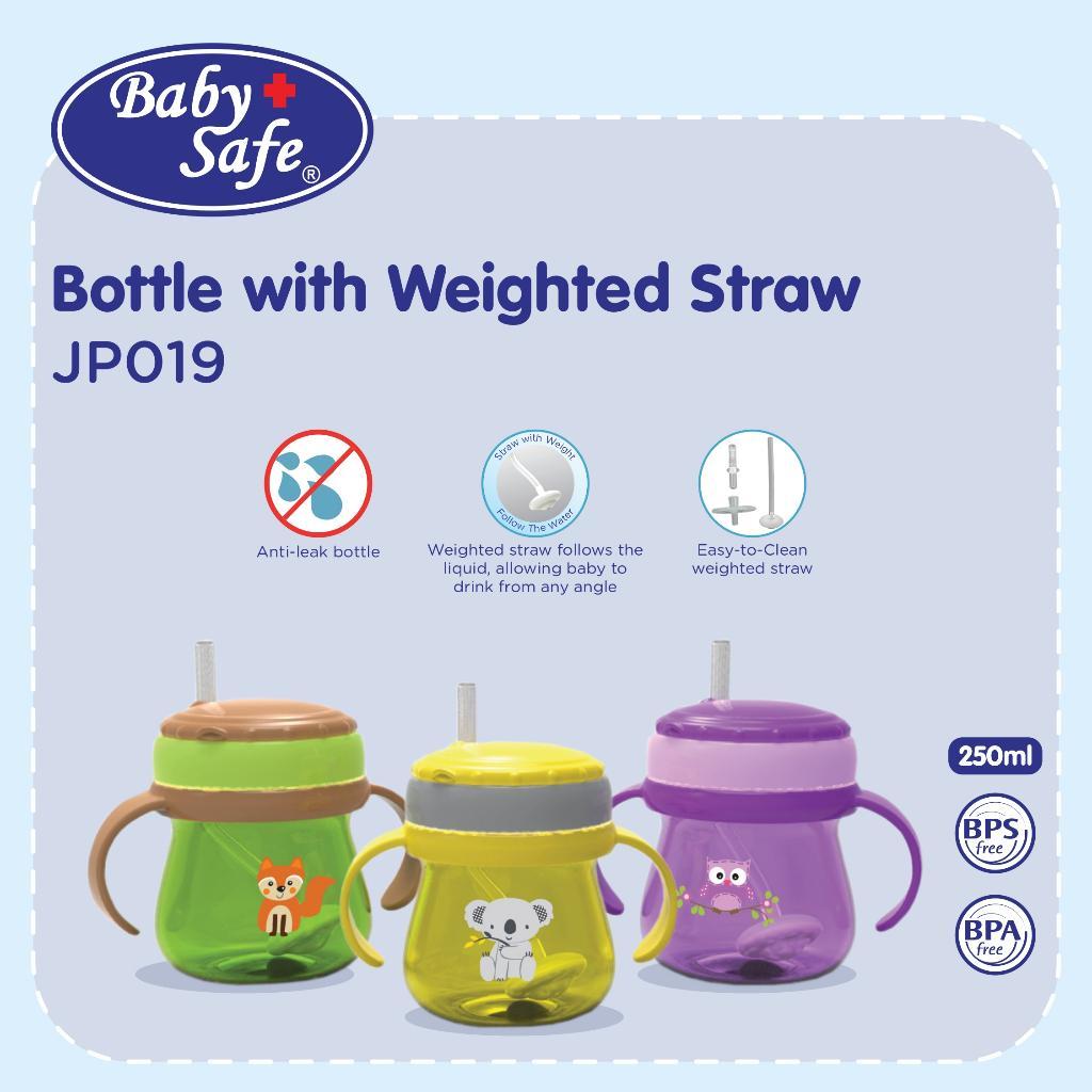 BabySafe - JP019 - Botol Minum Dengan Bandul Pemberat 250 ml | Botol Anak dengan Sedotan | Botol Min