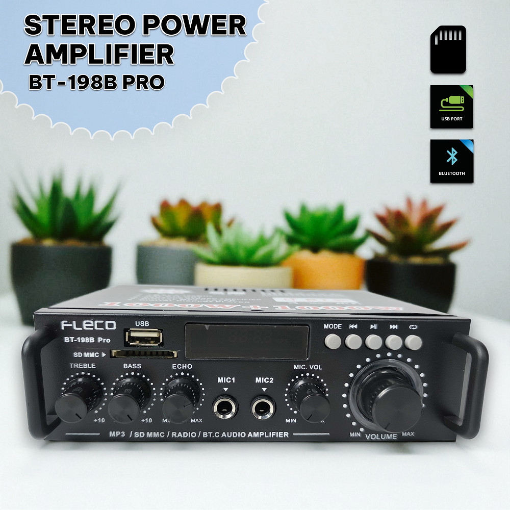 FLECO POWER AMPLIFIER FLECO BT-198B PRO/ AMPLIFIER BLUETOOTH / AMPLIFIER KARAOKE WIRELESS / AMPLIFIE