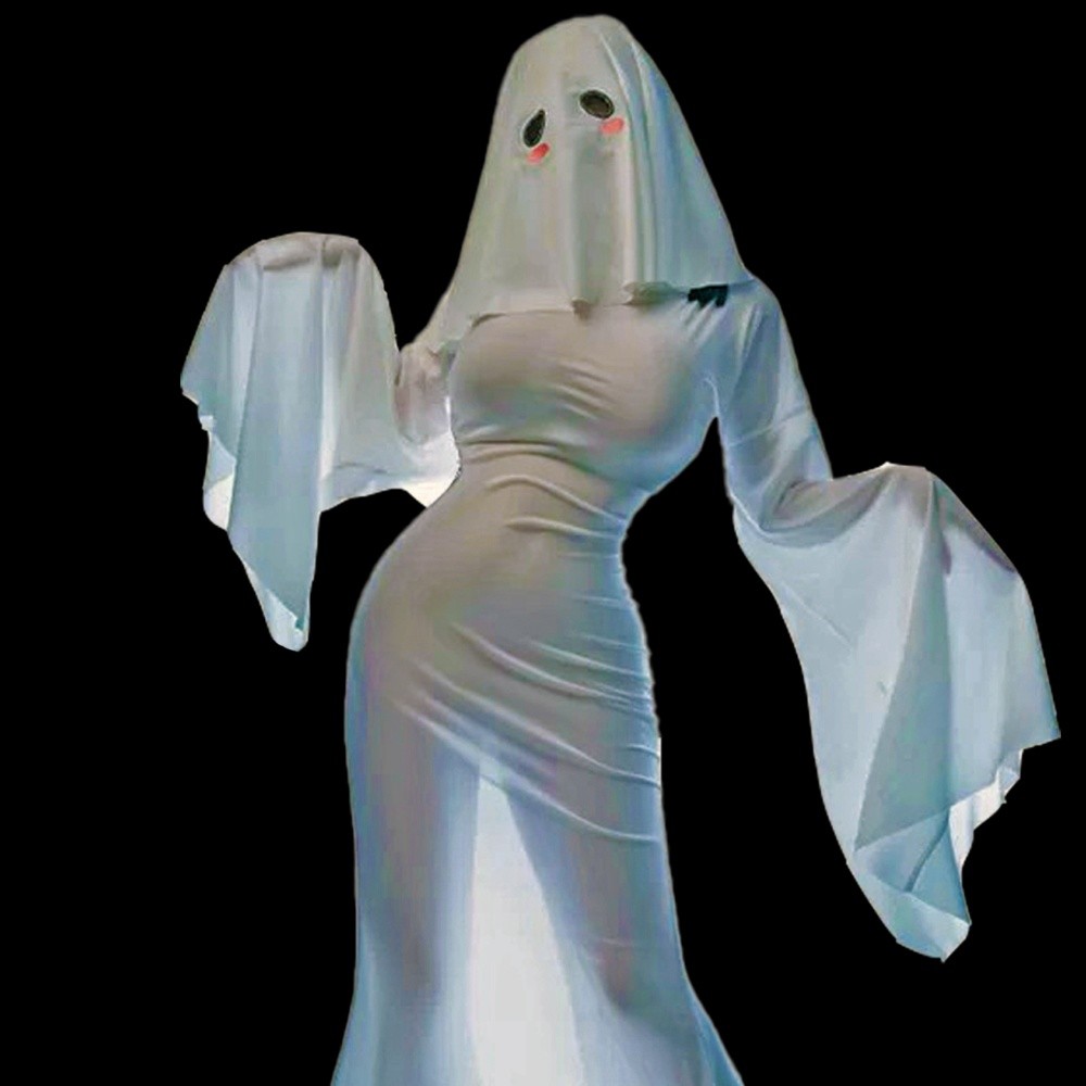 Handmade CJG-067 1/6 Scale Female Soldier Sheer White Set Girl Cosplay Set Ghost Costume Headband 12