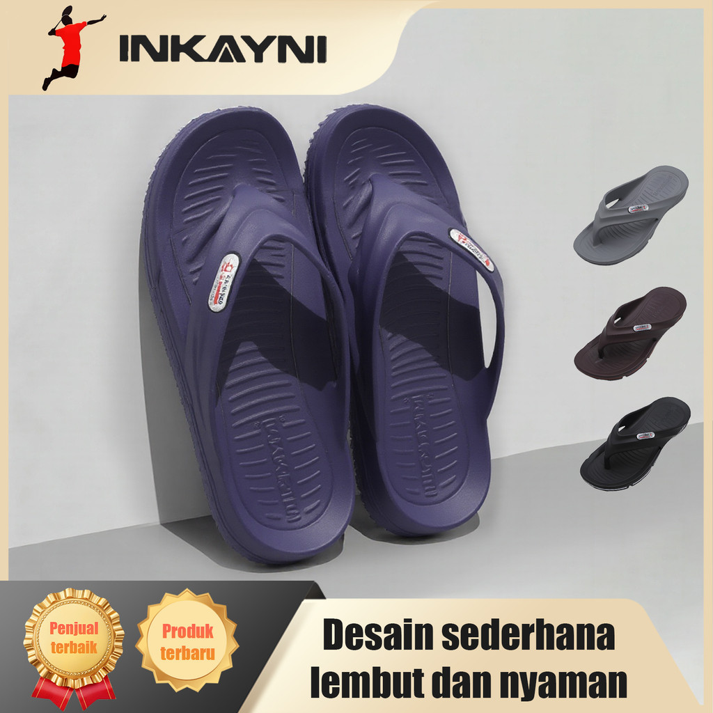 Inkayni sandal pria slop full karet sandal jepit pria Kekinian EVA  sandal jepit pria anti slip dan 